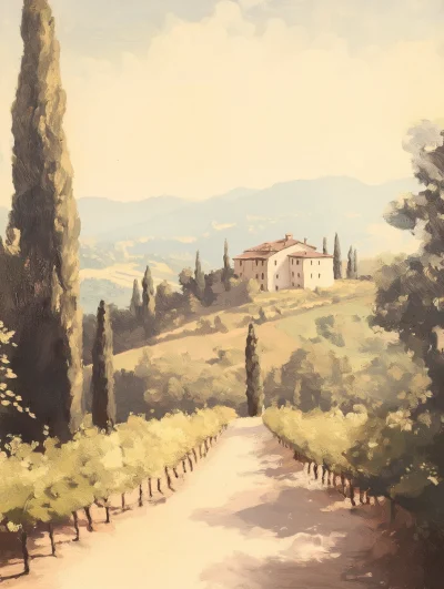 Italian Vineyard in Sunlight