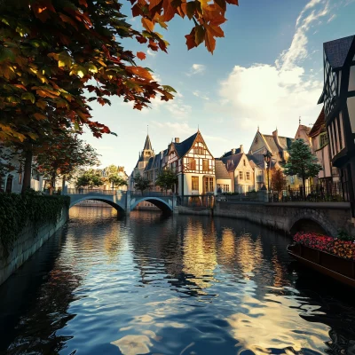 European Town by the River