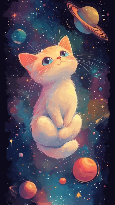 Kawaii Cat in Space