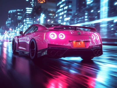 Futuristic Sports Car at Night