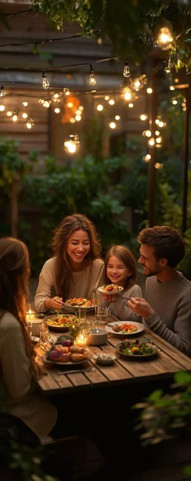 Family Dinner Under Lights