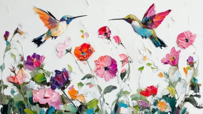 Vibrant Hummingbirds and Flowers