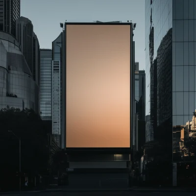 Empty Vertical Billboard in Modern City