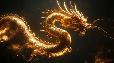 Golden Dragon in Flight