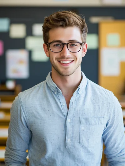 Young Teacher in Classroom