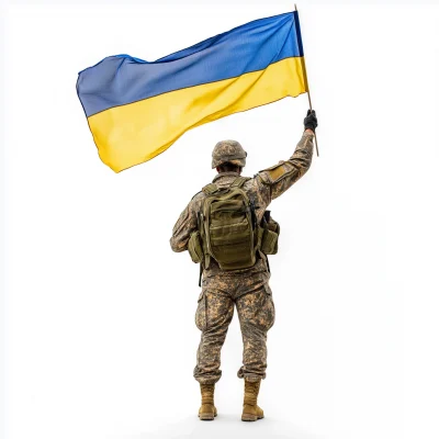 Ukrainian Soldier with Flag