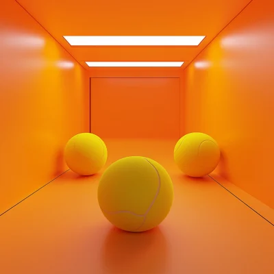 Bright Orange Room with Tennis Balls