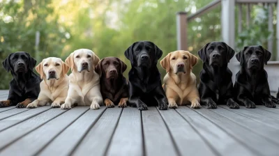 Resting Labradors on Deck