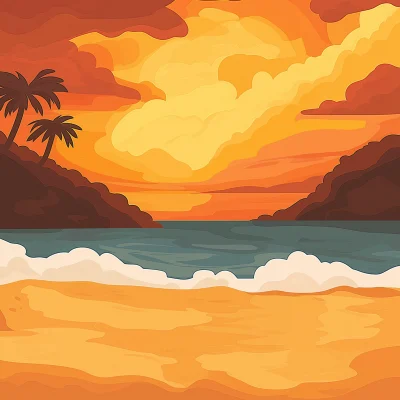 Sunset Beach Illustration