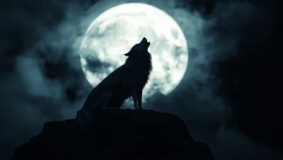 Howling Wolf Under the Moon