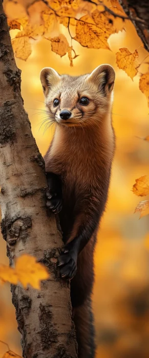 Autumn Pine Marten Portrait