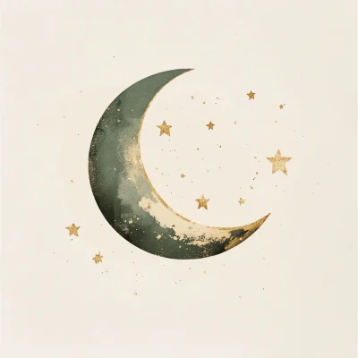 Minimalist Moon and Stars