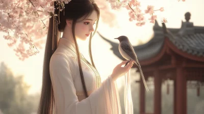 Tender Moment Under Cherry Blossom