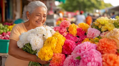 Mexican Market Stall with Flowers