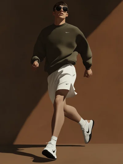 Man Running in Shorts and Sneakers