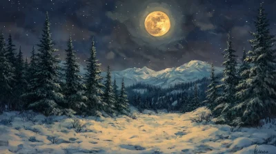 Snowy Glen Under a Full Moon