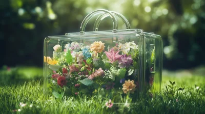 Transparent Bag with Flowers