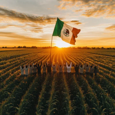 Farmers at Sunset