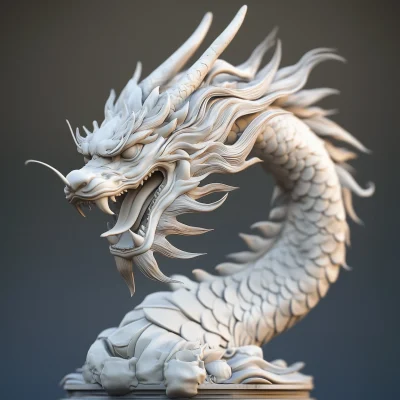 Realistic Chinese Dragon Head