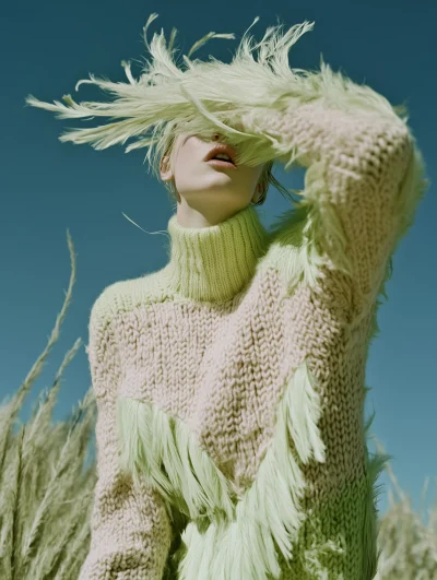 Feather Grass Woman in Desert