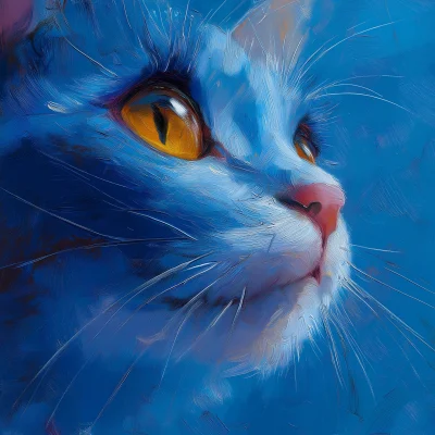 Vibrant Blue Cat Landscape