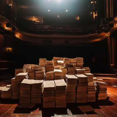 Theater Stage with Film Scripts