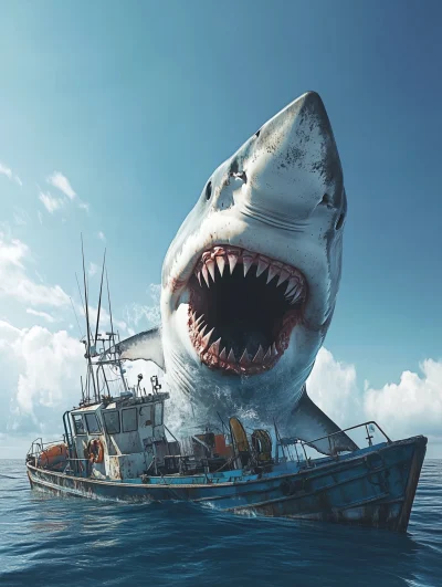 Shark vs Fishing Boat