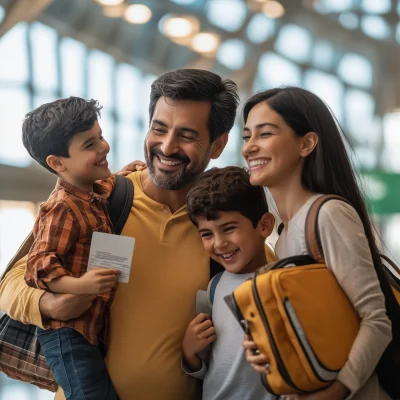 Happy Family at the Airport