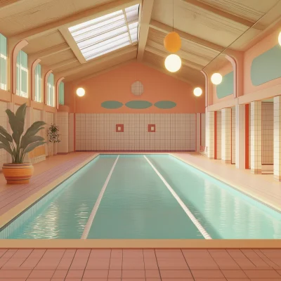 Wes Anderson Style Aquatic Centre