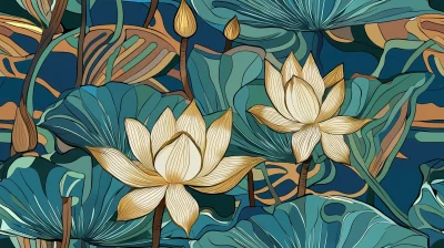 Art Deco Water Lilies