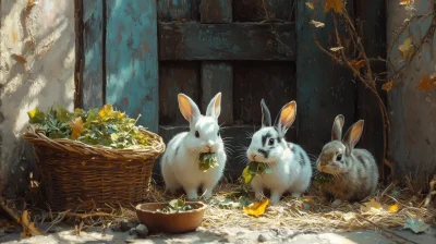 Vintage Rabbits in Farmhouse