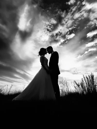 Silhouette of Bride and Groom