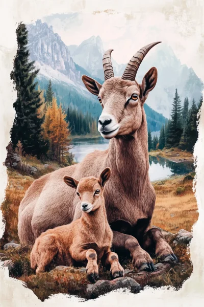 Mountain Goat Family