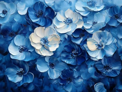 Vibrant Blue Floral Abstract