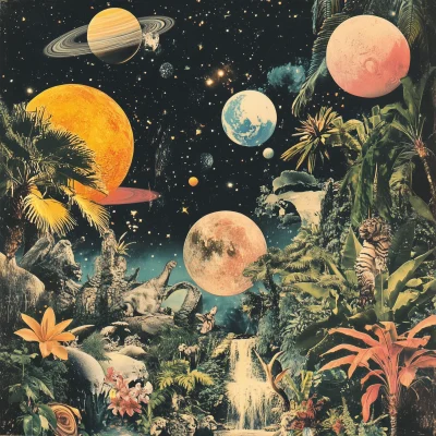 Vintage Collage of Nature and Space