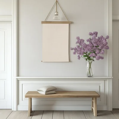 Wall Hanging Mockup in Bright Entryway