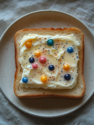 Butter Toast on Floral Plate