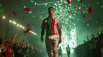 Man on Runway in Soccer Jersey