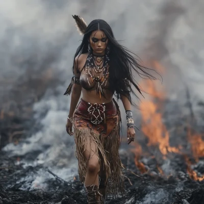 Native American Woman in Traditional Attire