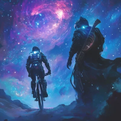 Cyborg Cyclist Meets Astral Bard