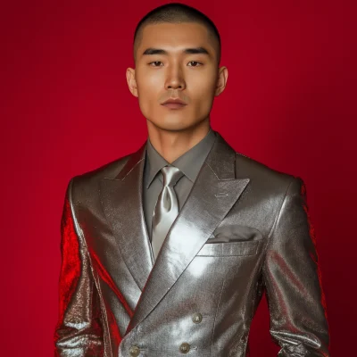 Asian Man in Silver Outfit