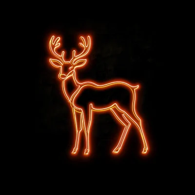 Neon Abstract Deer Sign