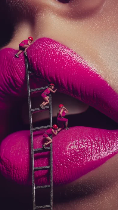 Close-Up of Pink Lips