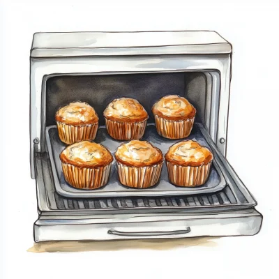 Watercolor Muffins in the Oven