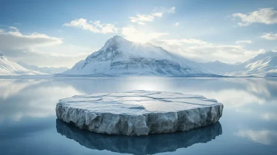 Floating Stone Platform on Lake