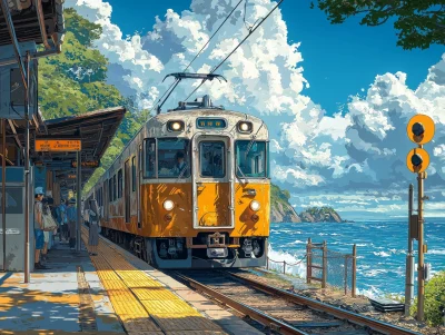 Seashore Train Illustration