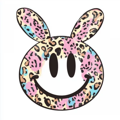 Leopard Print Bunny Smiley Face