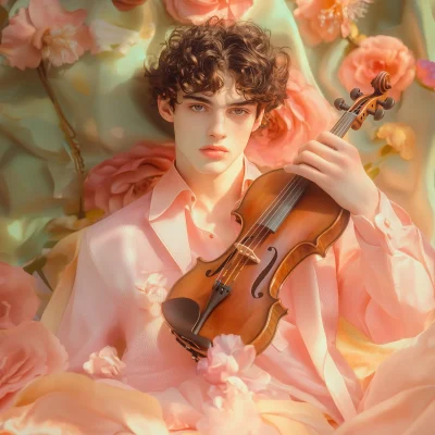 Elegant Young Man with Violin