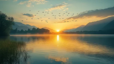 Tranquil Sunset Over Lake