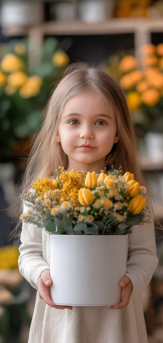 Girl with Flower Composition